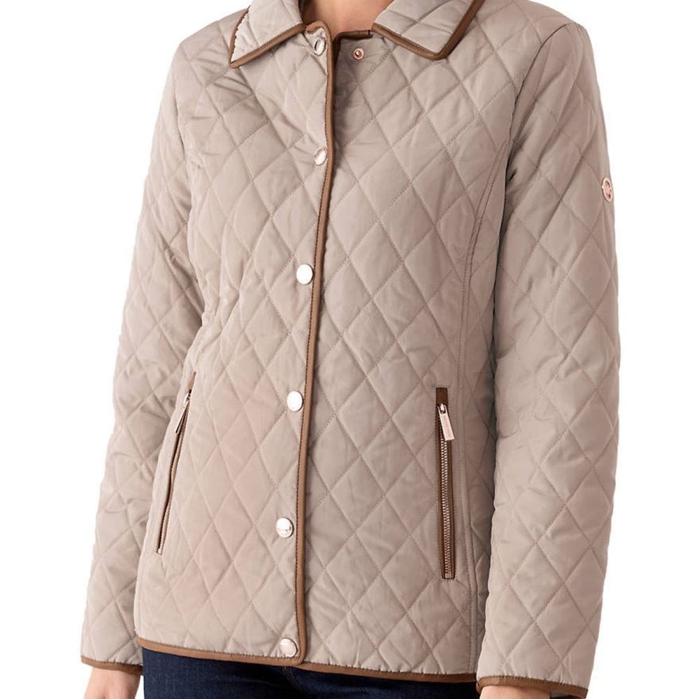 Michael Kors Taupe Quilted Puffer Jacket
